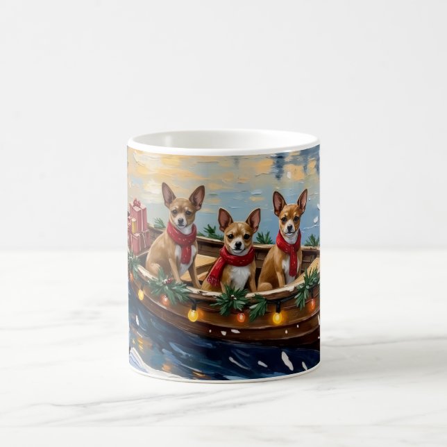 Chihuahua Christmas Boat Holiday Kaffemugg (Center)