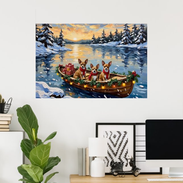 Chihuahua Christmas Boat Holiday Poster (Hemmakontoret)