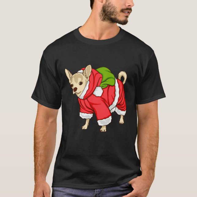 Chihuahua Christmas Lights  Xmas Dog T Shirt (Framsida)