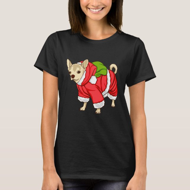 Chihuahua Christmas Lights  Xmas Dog T Shirt (Framsida)