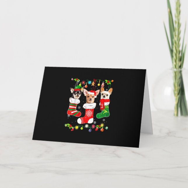 chihuahua christmas ljus gift julafton hund lov helgkort (Framsida)
