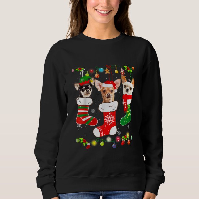 chihuahua christmas ljus gift julafton hund lov t shirt (Framsida)