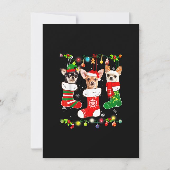 chihuahua christmas ljus gift julafton hund lov tack kort (Framsida)