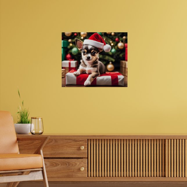 Chihuahua Christmas Puppy Poster (Vardagsrum 2)