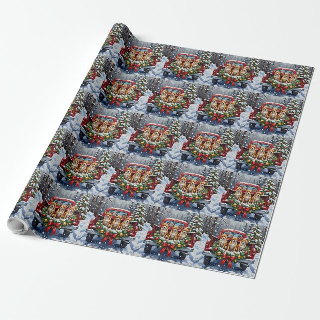 Chihuahua Christmas Red Truck Holiday Presentpapper (Utrullad)