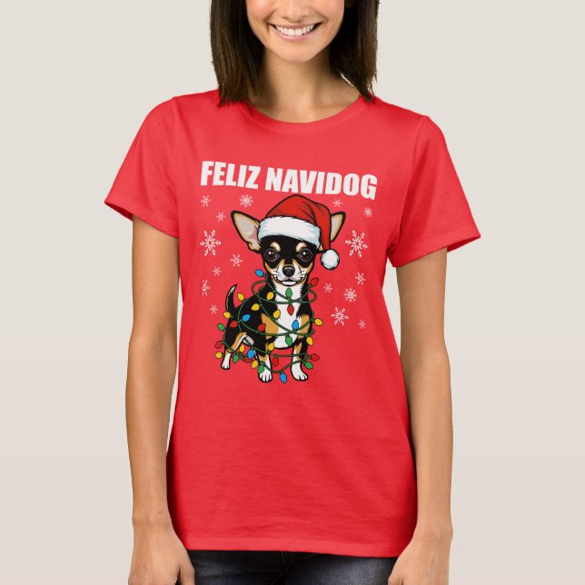 Chihuahua Christmas T Shirt (Framsida)