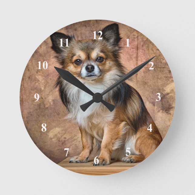 Chihuahua Clock Rund Klocka (Framsida)