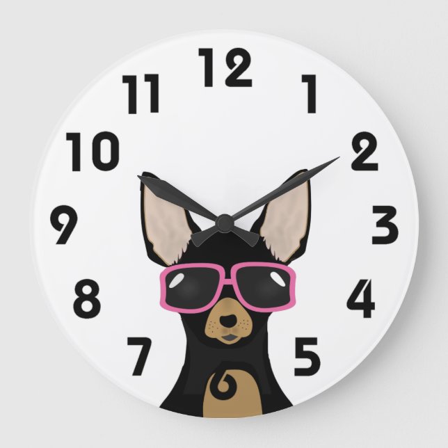 Chihuahua Clock Stor Klocka (Framsida)