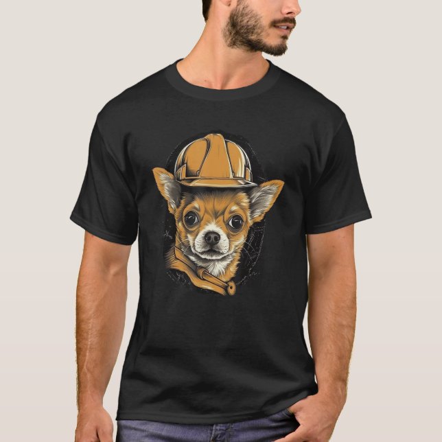 Chihuahua Construction Worker Construction Excavat T Shirt (Framsida)