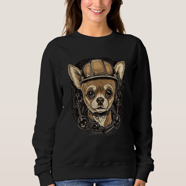 Chihuahua Construction Worker Construction Excavat T Shirt (Framsida)