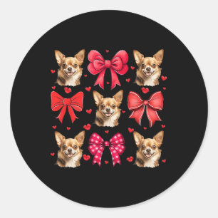 Chihuahua Coquette Bow Puppy Älskare Mamma Valenti Runt Klistermärke