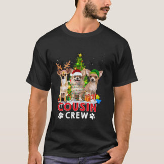 Chihuahua Cousin Crew Julgran Ljus Julafton D T Shirt