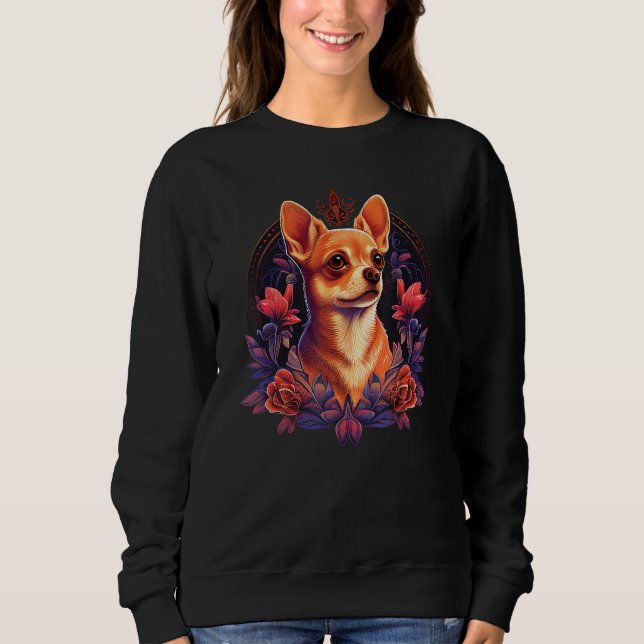 Chihuahua Cute Dog Beautiful Flowers Girl Plant 7 T Shirt (Framsida)
