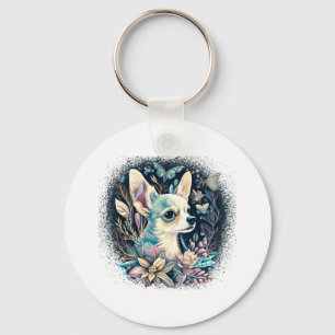 Chihuahua Cute Hund Benice Flowers Girl Nyckelring