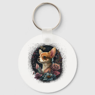 Chihuahua Cute Hund Benice Flowers Girl Nyckelring