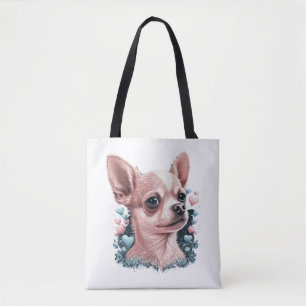 Chihuahua Cute Hund Benice Flowers Girl Tygkasse