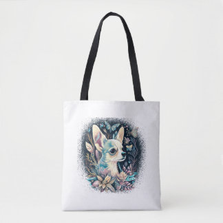 Chihuahua Cute Hund Benice Flowers Girl Tygkasse