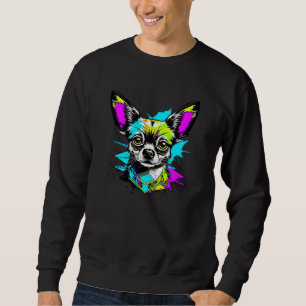Chihuahua Cyberpunk stil Art Hund älskare Lång Ärmad Tröja