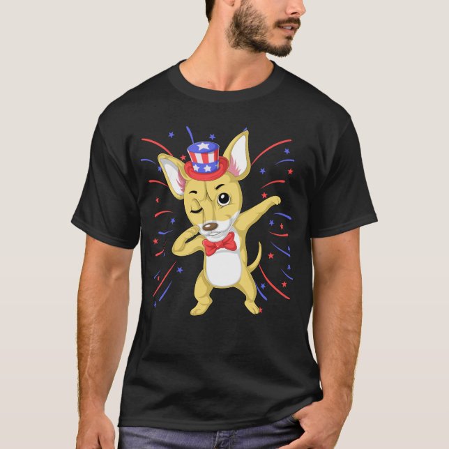 chihuahua dabbing 4th of july t shirt (Framsida)