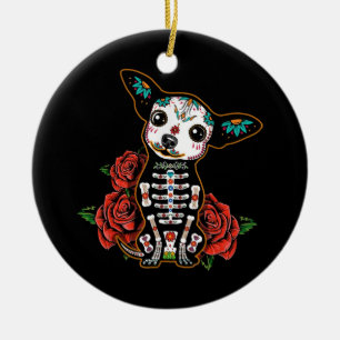 Chihuahua dia de los muertos day julgransprydnad keramik