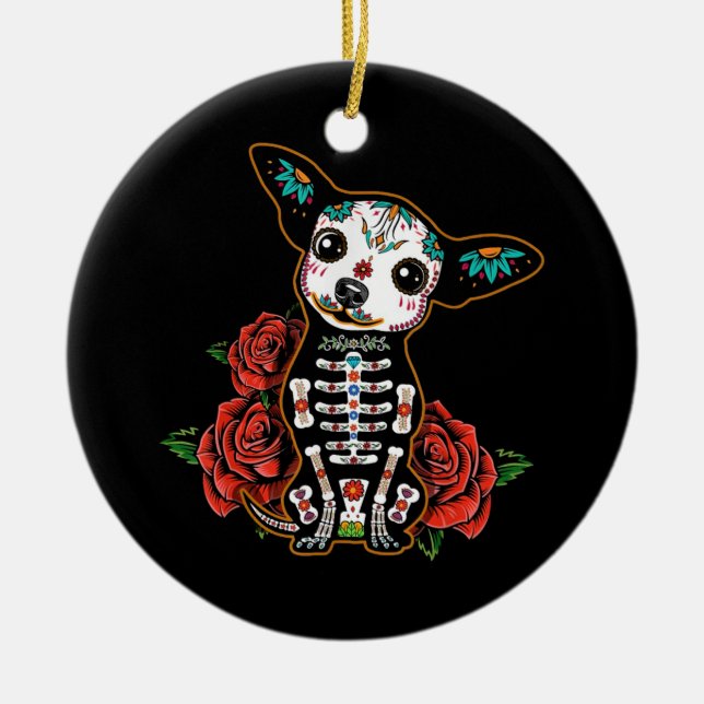 Chihuahua dia de los muertos day julgransprydnad keramik (Framsidan)