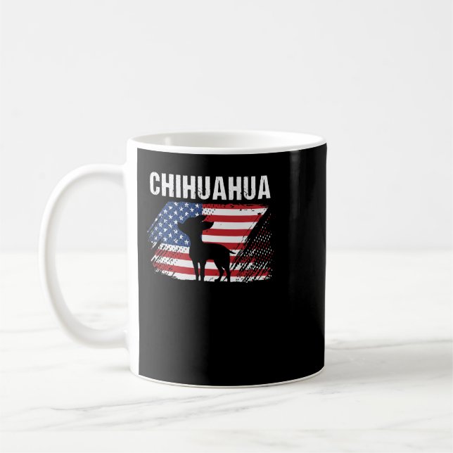 Chihuahua Dog American Flag Retro Dog Silhouette C Kaffemugg (Vänster)