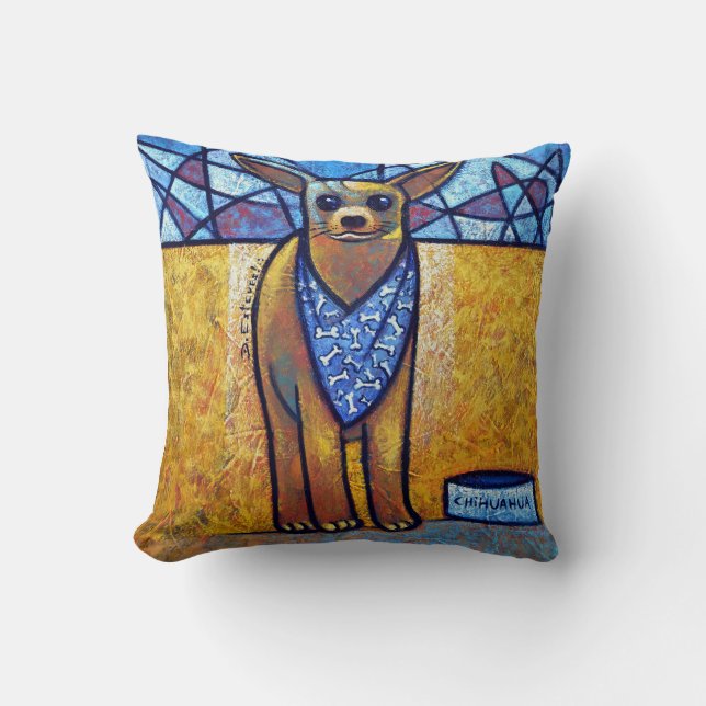 Chihuahua Dog Art - Contemporary Cubist Throw Pill Kudde (Framsida)