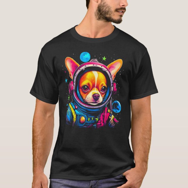Chihuahua Dog as Astronaut T Shirt (Framsida)