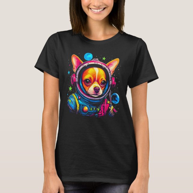 Chihuahua Dog as Astronaut T Shirt (Framsida)