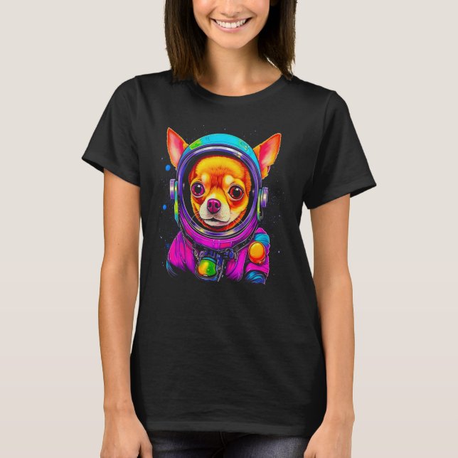Chihuahua Dog Astronaut in Space T Shirt (Framsida)