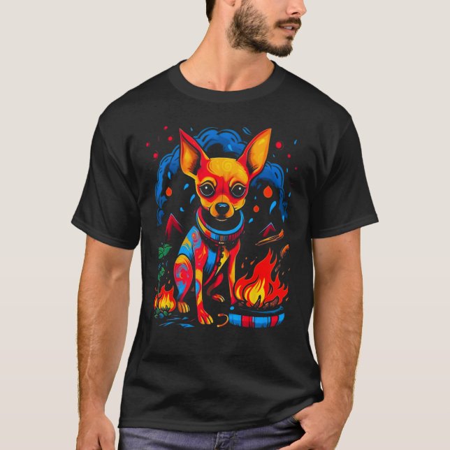 Chihuahua Dog Camping T Shirt (Framsida)