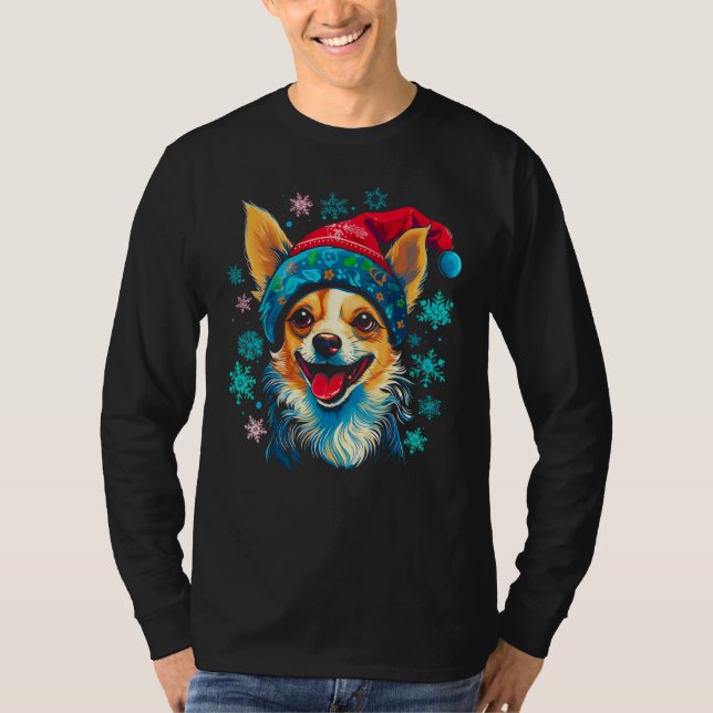 Chihuahua Dog Christmas T Shirt (Framsida)