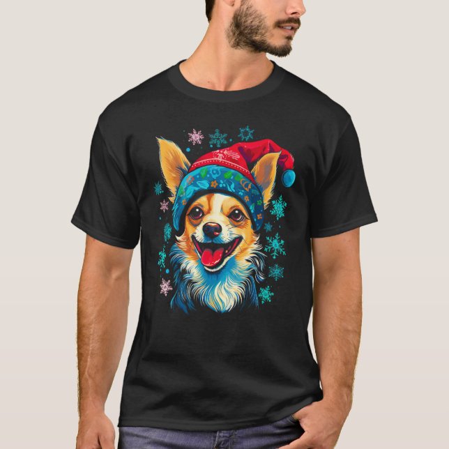 Chihuahua Dog Christmas T Shirt (Framsida)