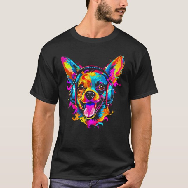 Chihuahua Dog DJ Festival T Shirt (Framsida)