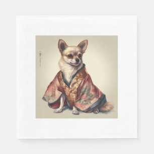 Chihuahua Dog i japanska Kimono Robe Illustration Pappersservett