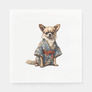 Chihuahua Dog i japanska Kimono Robe Illustration Pappersservett