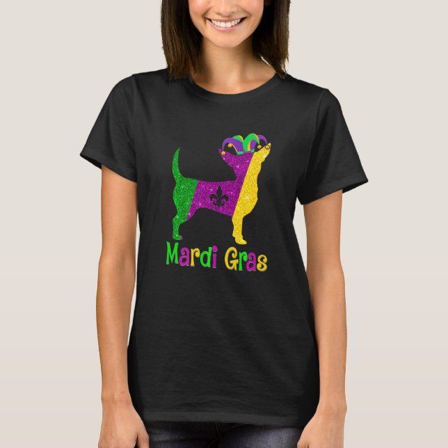 Chihuahua Dog Lover Mardi Gras Carnival Jester Pre T Shirt (Framsida)