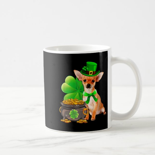 Chihuahua Dog Shamrock St Patricks Day Dog Irish G Kaffemugg (Höger)