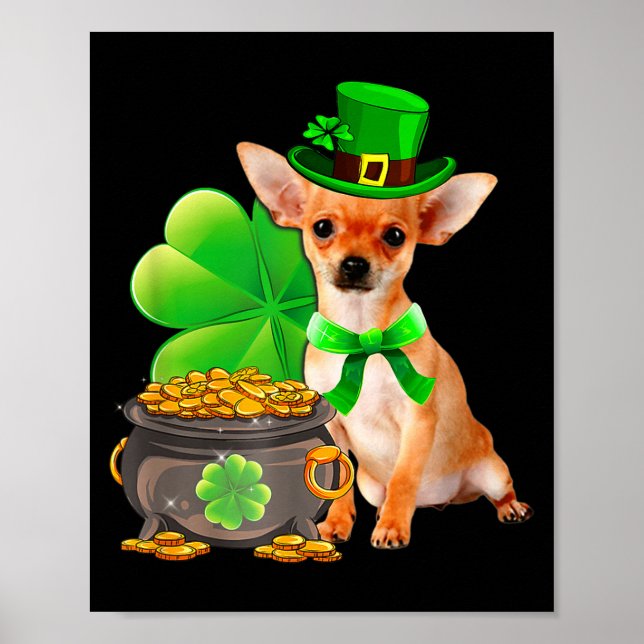 Chihuahua Dog Shamrock St Patricks Day Dog Irish G Poster (Framsidan)