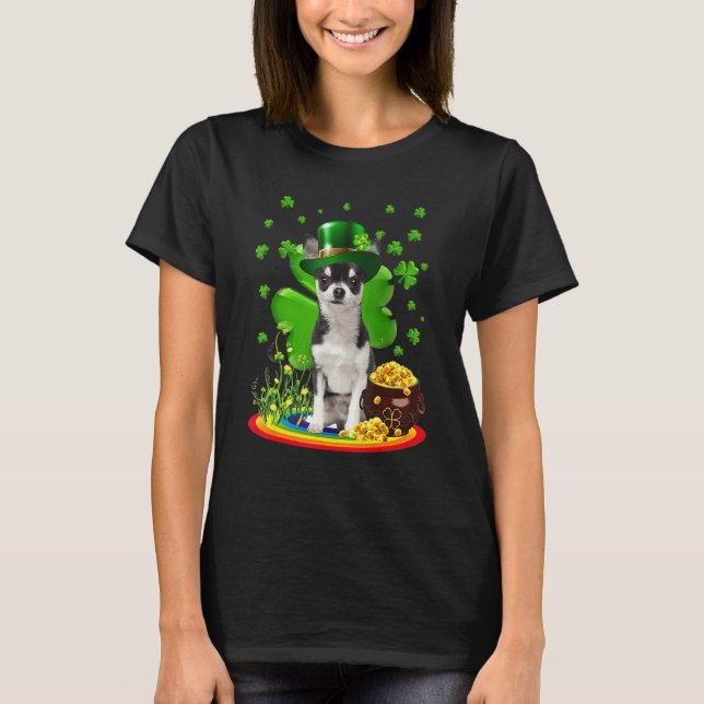 Chihuahua Dog Shamrock St Patricks Day Dog Irish G T Shirt (Framsida)