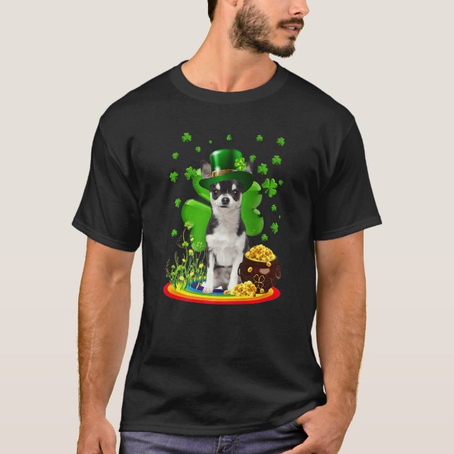 Chihuahua Dog Shamrock St Patricks Day Dog Irish G T Shirt (Framsida)