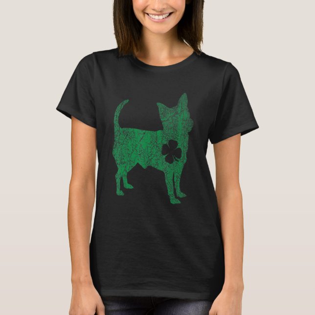 Chihuahua Dog Shamrock St Patrick's Day Saint Padd T Shirt (Framsida)