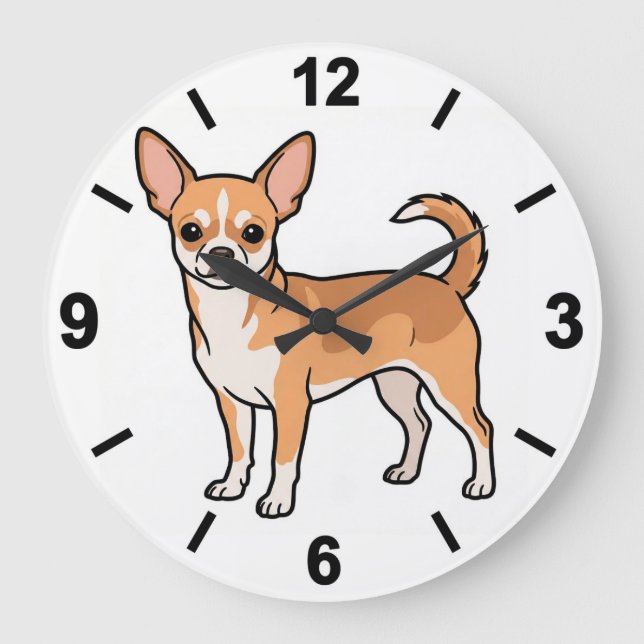 Chihuahua Dog Wall Clock Cute Pet Home Decor Stor Klocka (Framsida)