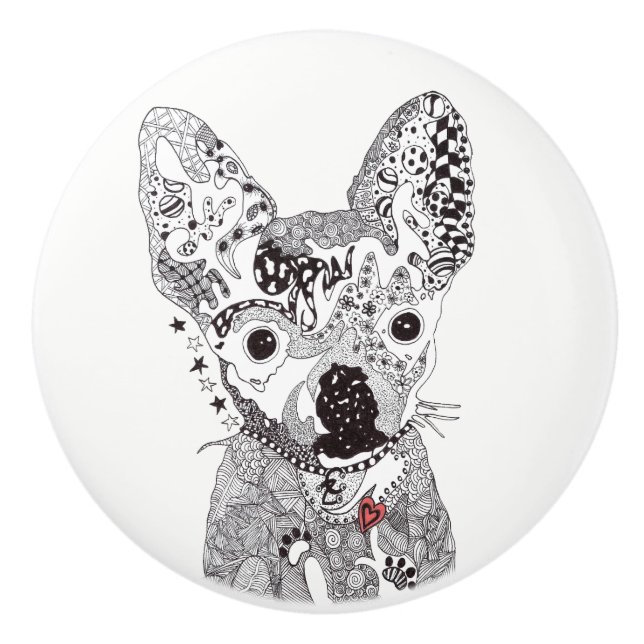 Chihuahua Door Knob - Ceramic Knopp (Framsidan)