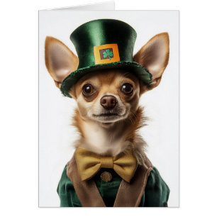 Chihuahua Dsed Leprechaun St. Patrick's Day Hälsningskort