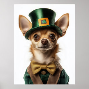Chihuahua Dsed Leprechaun St. Patrick's Day Poster