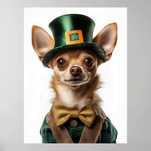 Chihuahua Dsed Leprechaun St. Patrick's Day Poster (Framsidan)