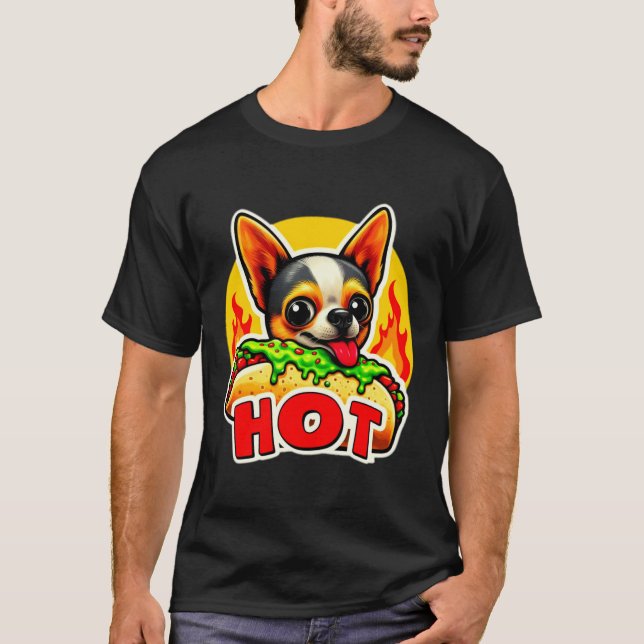 CHIHUAHUA EATING BURRITO 7 T SHIRT (Framsida)