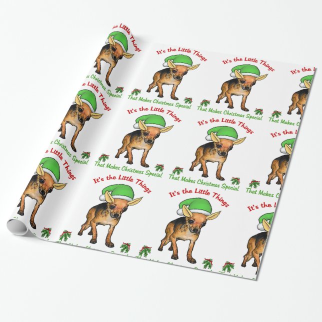Chihuahua Elf-jul Presentpapper (Utrullad)
