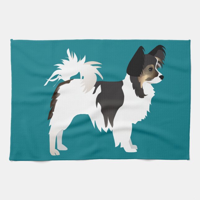 Chihuahua eller Papillon Basic Design med lång sma Kökshandduk (Horisontell)
